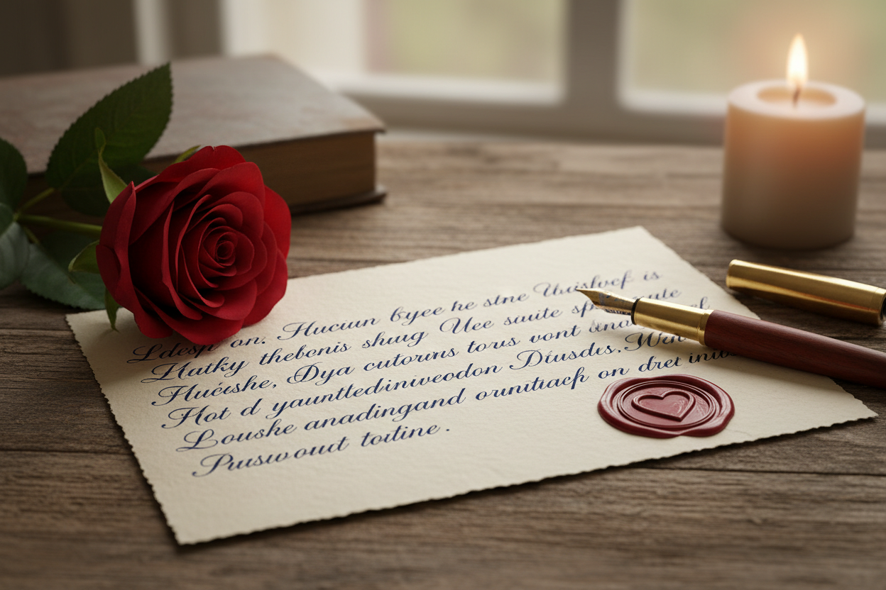 Romantic letter to woman