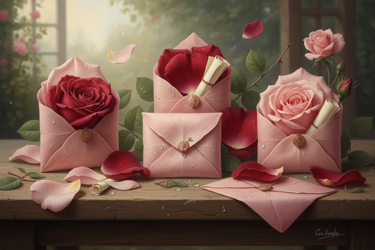 Rose petals as enbelops